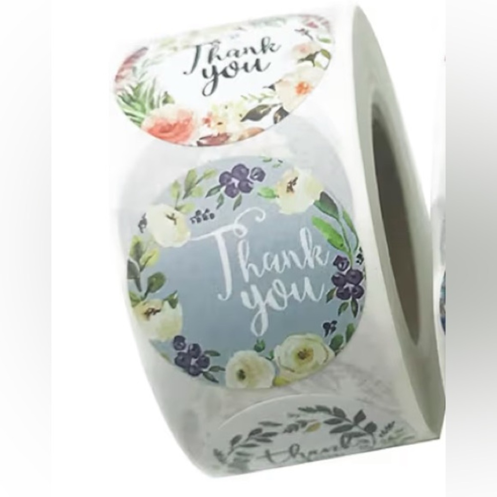 Floral 500 Thank You Stickers Roll